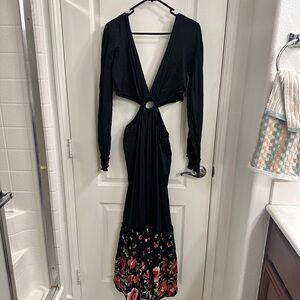 Elegant Black Floral Maxi Dress